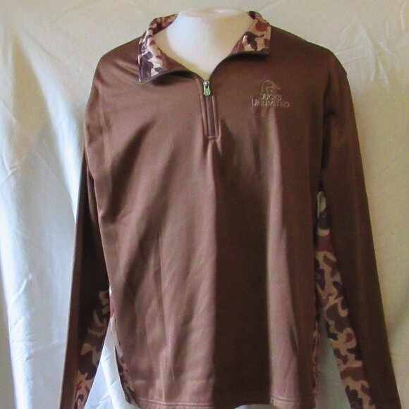 Ducks Unlimited Brown Camouflage Quarter-Zip Size XL EUC - Picture 2 of 9
